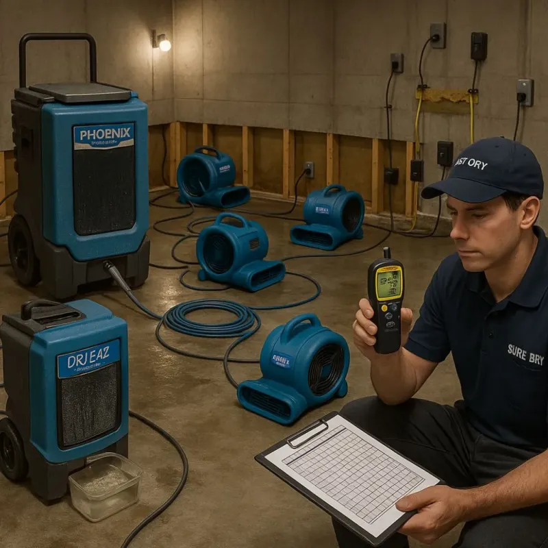 Structural Drying and Dehumidification process in Arkansas County, AR